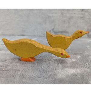 Dept 56 vintage wooden yellow ducks Christmas or Easter village pieces